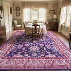 Area Rug for Living Room, 8x10 Area Rugs Washable, Retro Floral Non-Slip Carpet - Image 5