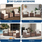 GarveeHome 3-Piece Outdoor Wicker Sofa Set, PE Rattan Patio Furniture - Image 8