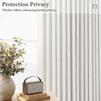 92 Inch Pinch Pleated Beige White Semi Sheer Linen Blend Curtains | Farmhouse - Image 6