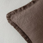 MIULEE Linen Fringe Decorative Fall Euro Pillow Covers Reddish Brown 24x24 | - Image 3
