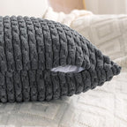 Set of 4 Medium Grey Decorative Throw Pillow Covers 18x18 Inch Corduroy Pillow - Image 4