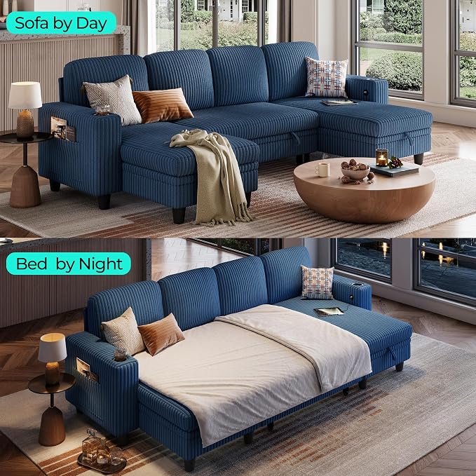 LINSY HOME Sectional Sleeper Sofa Pull Out Couches - Image 3