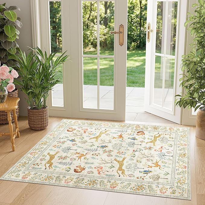 DUKINO 3x4 Rug, Washable Animal Area Rug by DUKINO