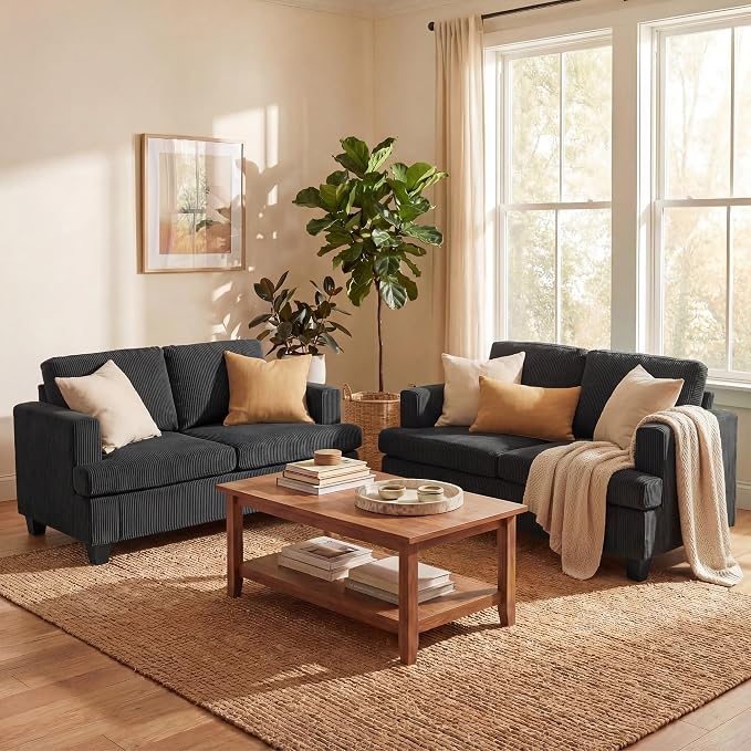 YOUDENOVA 2 Piece Set Comfy Sofa Couch, Loveseat Sofa * 2 by YOUDENOVA