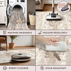 Washable Neutral Farmhouse Living Room Rug, 5x7 Area Rugs - Image 4
