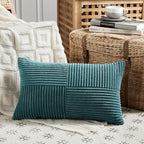 Fancy Homi 2 Packs Teal Lumbar Decorative Throw Pillow Covers 14x22 Inch - Image 2