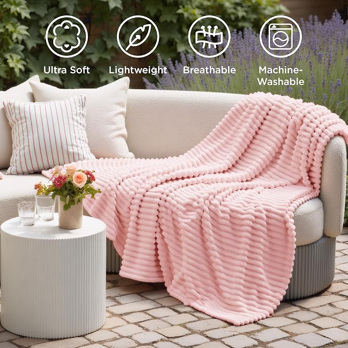 Bedsure Soft Twin XL Blanket for Bed Dorm Coral Pink 66"x90" | Birthday Gifts - Image 5