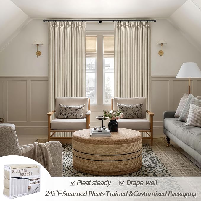Taupe Pinch Pleated Sheer Curtains 92 Inch Curtains 2 Panels Set - Image 5