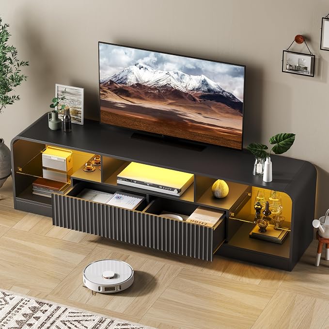 TV Stand for 60/65/70 Inch TVs, Modern Curved TV Console - Image 5