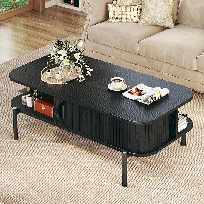 Coffee Table, 39.4" Mid Century Modern Coffee Tables by HUAHUU
