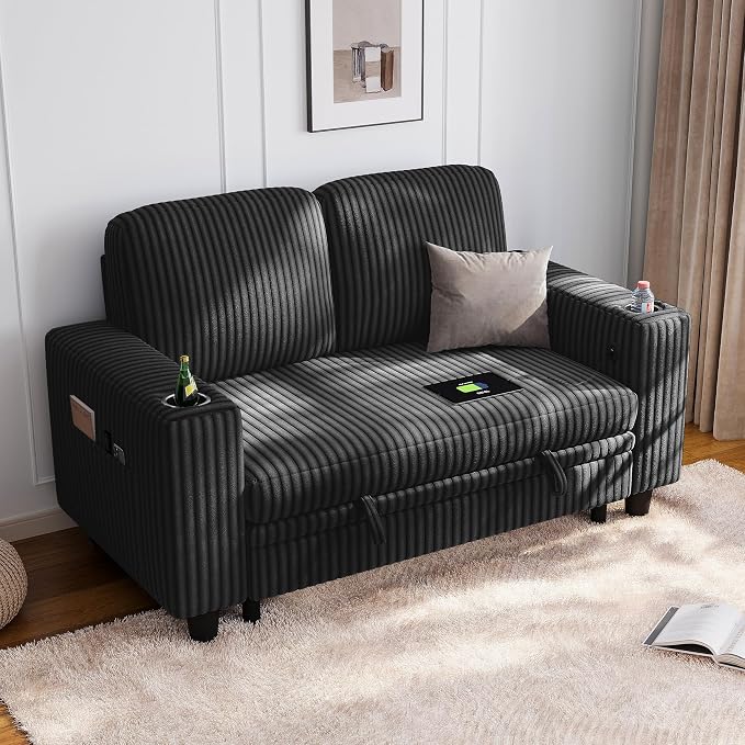 LINSY HOME Loveseat Sofa with Storage by LINSYHOME