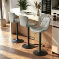 Nalupatio Modern Bar Stools Set of 3, Adjustable Faux Leather Upholstered by Nalupatio