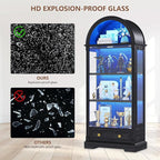 Black Curio Cabinet with Glass Doors, 4-Tier Display Case - Image 7
