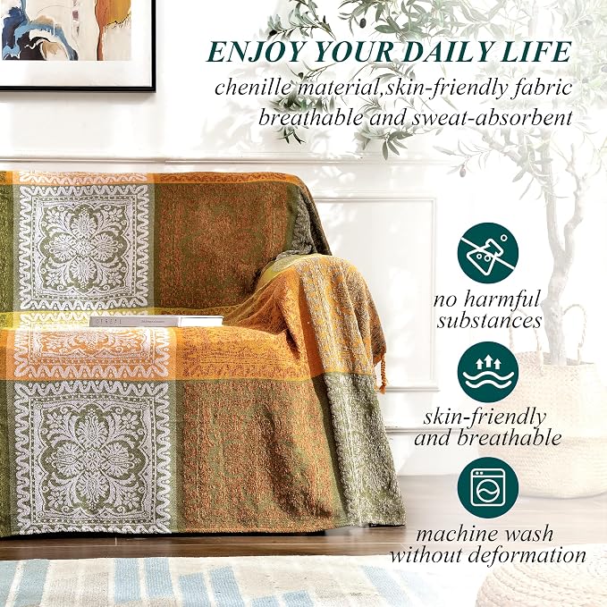 Boho Throw Blanket, Bohemian Tassels Throw Blankets - Image 3