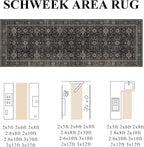 Schweek 2x12 Washable Runner Rug Non Slip Vintage Black Kitchen Runners | - Image 2