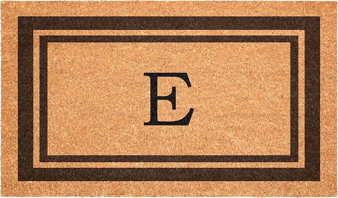Calloway Mills 152982436E Brown Border 24" x 36" Monogram Doormat by Callowaymills