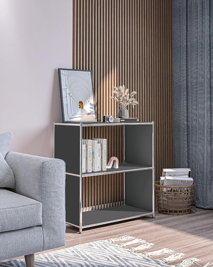 32-Inch 2-Tier Metal Bookcase, Open Shelf Storage Organizer - Image 7
