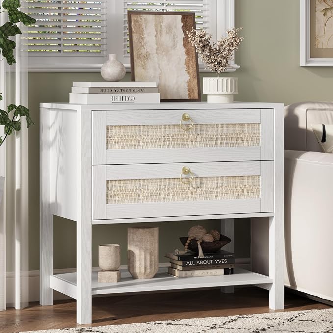 Xixini Nightstand wih 2 Drawers & Open Shelf, Small Mid Century Modern Night - Image 4