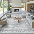 Soalmost 12x15 Washable Area Rugs Soft Living Room Rug Abstract Grey | Large - Image 2