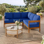 VilroCaz Outdoor Patio Furniture Set, L-Shaped Acacia Wood Sectional Sofa - Image 2