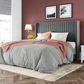 Allewie Full Size Velvet Bed Frame/Vertical Channel Tufted Wingback by Allewie