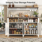Buffet Sideboard with Storage Hutch with Power Outlets 4 Doors, Large Farmhouse - Image 4