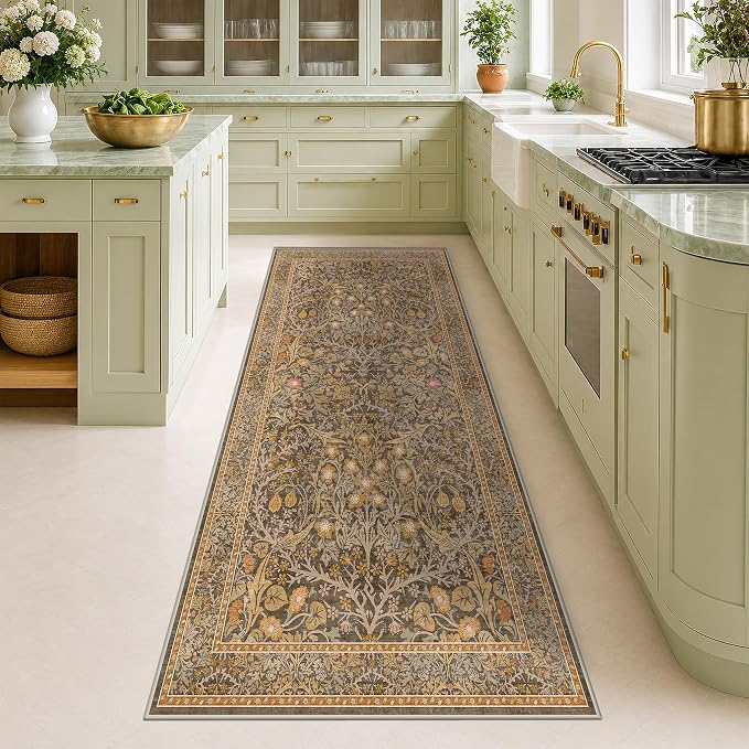 Non Slip 2x5 Gold Brown Bathroom Runner Rug - Image 6