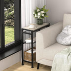 Small Side Table Set of 2 for Small Space, 3-Tier Narrow End Table - Image 4