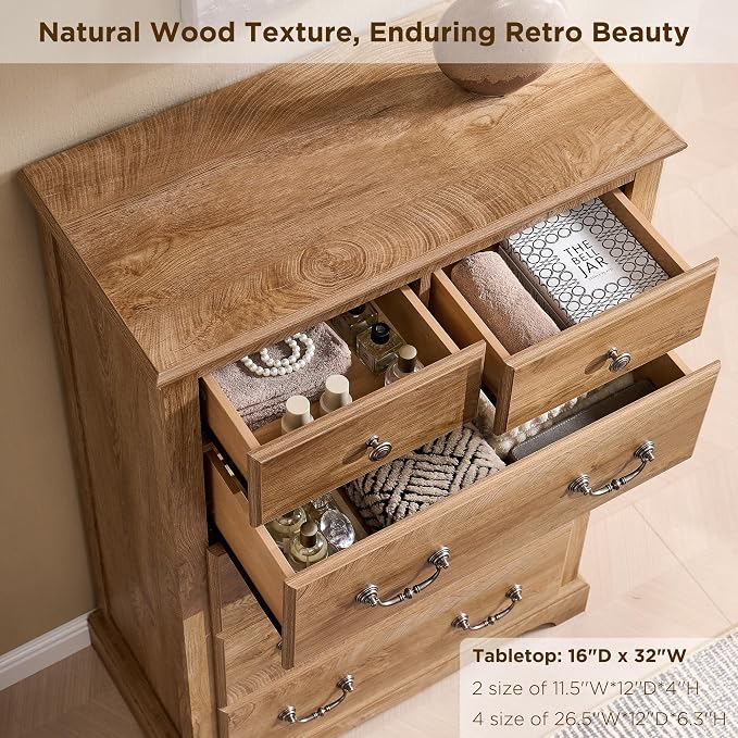 T4TREAM 48" Tall 6 Drawers Dresser Chests - Image 5
