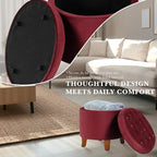 Homepop Home Decor | Upholstered Round Velvet Tufted Foot Rest Ottoman | Ottoman - Image 4