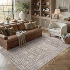 Schweek 5x7 Area Rugs for Living Room Taupe Washable Vintage Neutral Rug | by Schweek