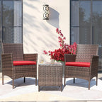 Greesum 3 Pieces Patio Furniture Sets Outdoor PE Rattan Wicker Chairs - Image 3