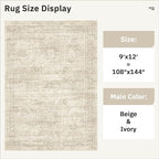 Soalmost 9x12 Area Rugs for Living Room Washable Rug Non-Slip Beige | Large - Image 4