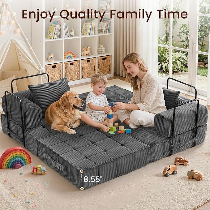 Korser Folding Convertible Sofa Bed, Corduroy Upholstered Boneless Couch - Image 5