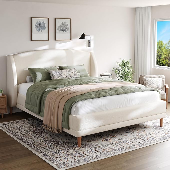 Christopher Knight Home Hazel Queen Size Bed Frame, Upholstered Platform Bed by ChristopherKnightHome