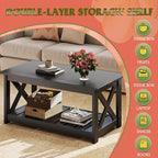 WLIVE Farmhouse Coffee Table for Living Room, 40.1" Rustic Center Table - Image 5