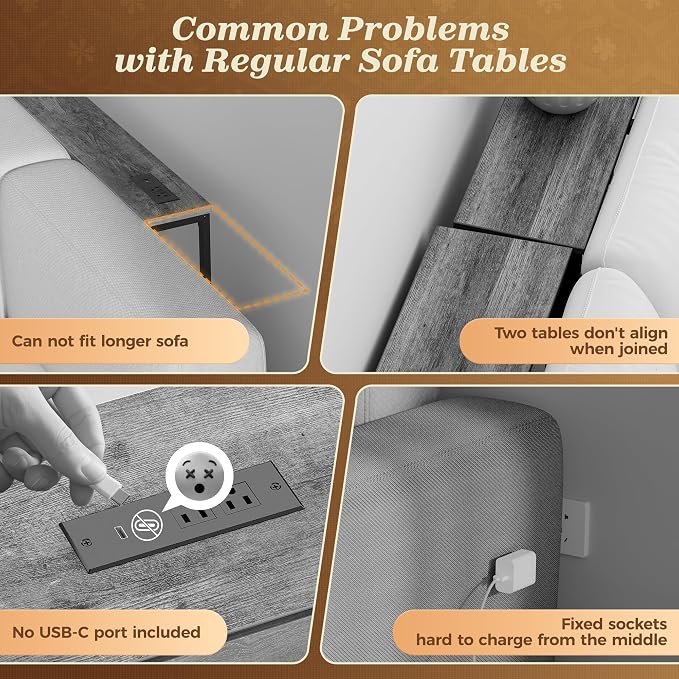 SUPERJARE 106.3 Inch Sofa Table - Image 4