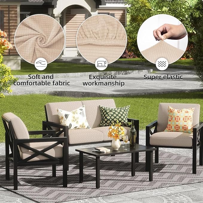 14PCS Patio Cushion Covers, Patio Furniture Couch Seat Slipcovers | Washable - Image 3