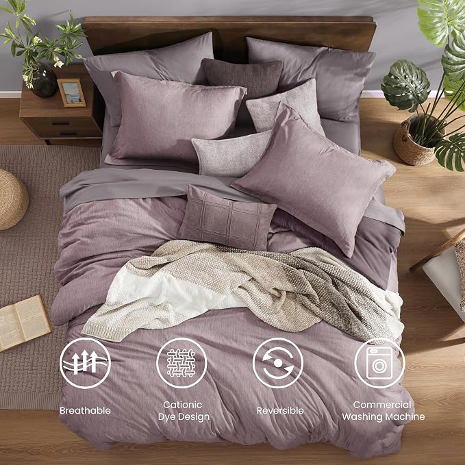 Monbix Full Size Comforter Set, Lilac Bedding Comforter - Image 2