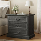 Huuger Nightstand with Charging Station, 3 Drawer Night Stand Set of 2 - Image 3