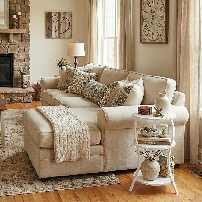 YEAKOO Vintage Small Round Side Table, 3-Tier Slim Waist Circular End Table - Image 4