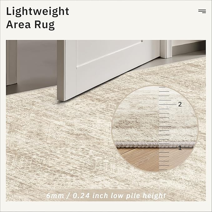 Soalmost Washable Area Rug 8x10 Large Soft Beige Rugs - Image 6
