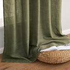 MIULEE Light Olive Green Linen Curtains 52x72 Inch Long 2 Panel - Image 7