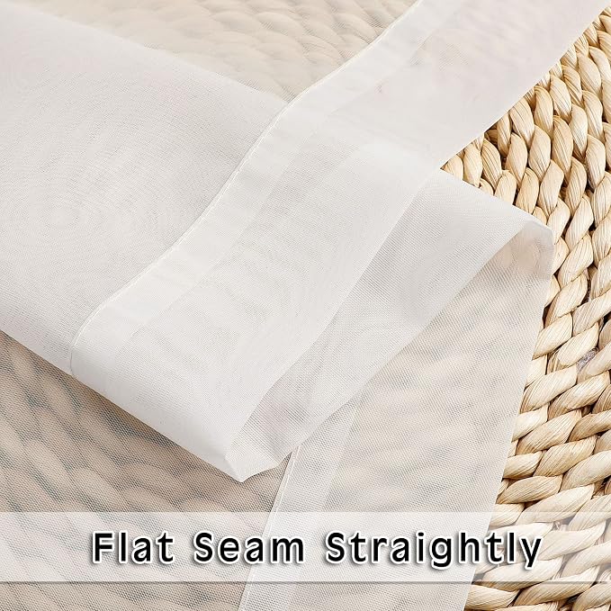 Sheer Ivory Curtains Light Filtering Window Drapes - Image 7