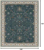Dark Green Oushak Living Room Rug 10x12 - Image 2