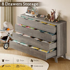 BORNOON 53" Tall Dresser for Bedroom, 8-Drawer Fluted Chest of Drawers - Image 6
