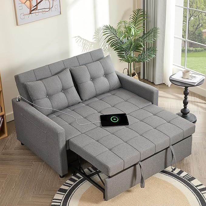GOSUHI 52" Sleeper Sofa with Pull-Out Bed, 3-in-1 Convertible Sofa Bed by GOSUHI