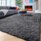 Grey Area Rugs for Living Room, 5x8 Gray Fluffy Shag Bedroom Rug, Ultra Soft - Image 9