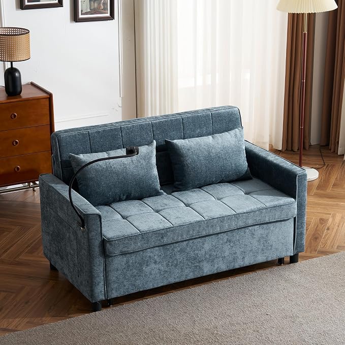 3 in 1 Convertible Sleeper Sofa Bed, 56.9" Small Pull Out Couch Bed - Image 3