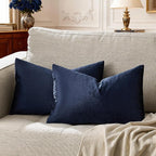 GIGIZAZA Navy Velvet Pillow Covers 12x20 Decorative Pillows Pack of 2 | Lumbar - Image 6
